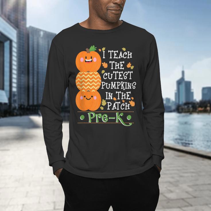 I Teach The Cutest Pumpkins In Patch Pre-K Halloween Teacher Men's Long Sleeve T-Shirt, gift for family, gift for coworker I Teach The Cutest Pumpkins In Patch Pre-K Halloween Teacher Men's Long Sleeve T-Shirt, gift for family, gift for coworker