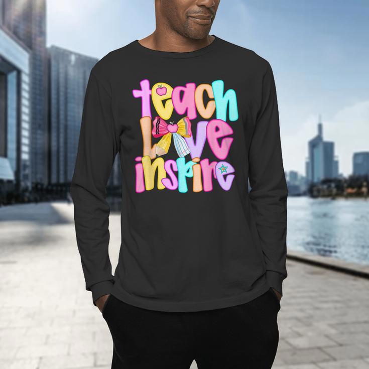 Teach Love Inspire Preppy Back To School Teacher Women Men's Long Sleeve T-Shirt, gift for family, gift for coworker Teach Love Inspire Preppy Back To School Teacher Women Men's Long Sleeve T-Shirt, gift for family, gift for coworker