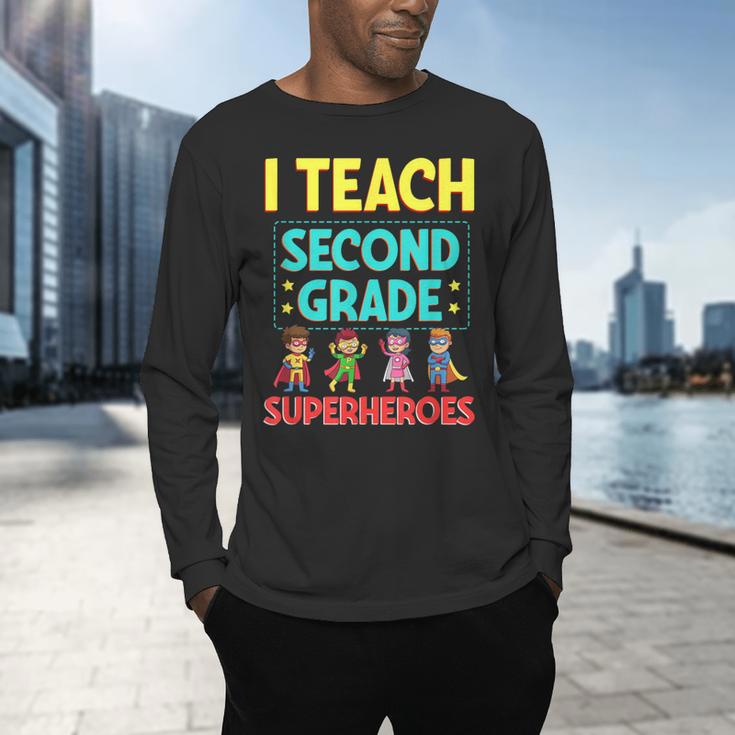 I Teach Second Grade Superheroes Teacher Superhero Men's Long Sleeve T-Shirt, gift for family, gift for coworker