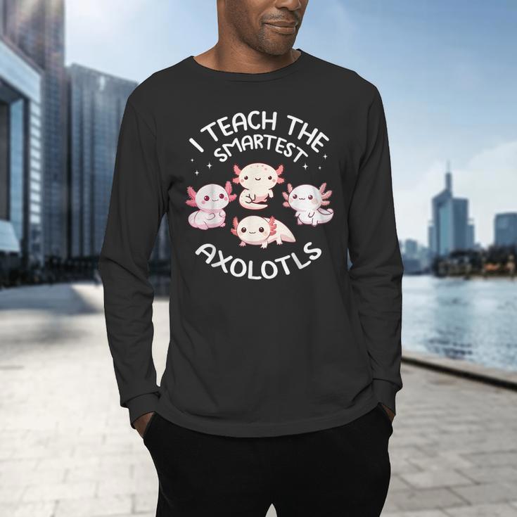 I Teach The Smartest Axolotls Cute Teacher Axolotl Men's Long Sleeve T-Shirt, gift for family, gift for coworker I Teach The Smartest Axolotls Cute Teacher Axolotl Men's Long Sleeve T-Shirt, gift for family, gift for coworker