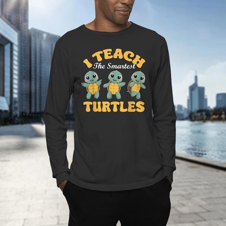 I Teach The Smartest Turtles Thanksgiving Proud Teacher Job Men's Long Sleeve T-Shirt, gift for family, gift for coworker