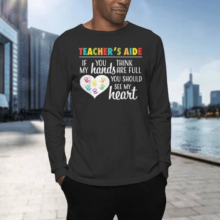 Teacher Aide Appreciation Cute Heart Tee For Women Men's Long Sleeve T-Shirt, gift for family, gift for coworker