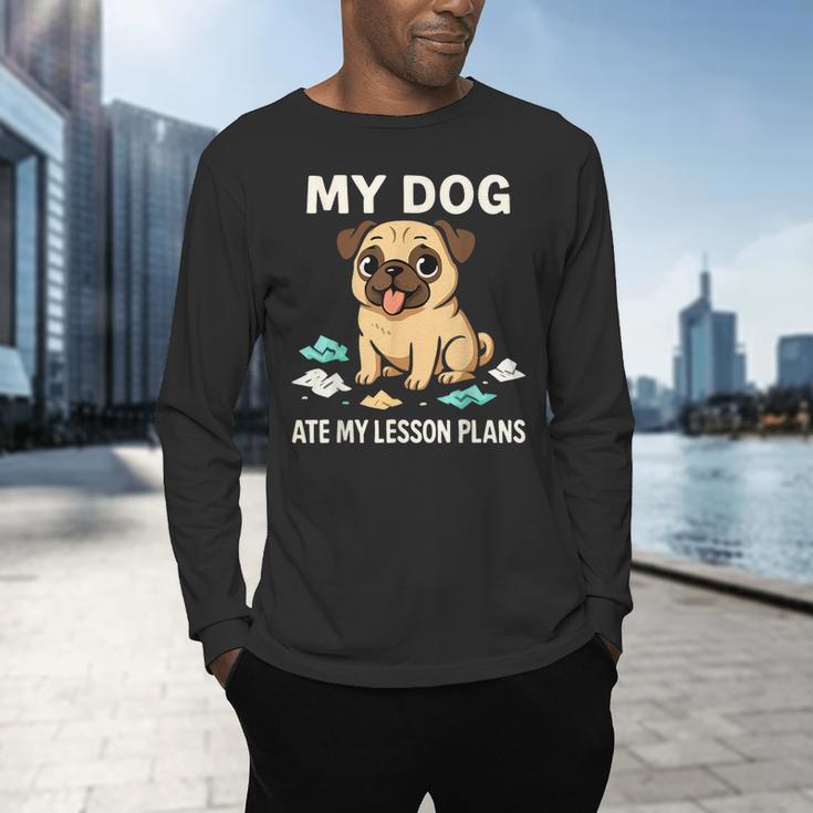 Teacher My Dog Ate My Lesson Plans School Staff Men's Long Sleeve T-Shirt, gift for family, gift for coworker