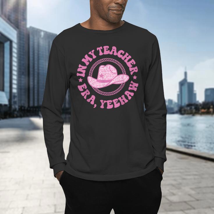 In My Teacher Era Yeehaw Pink Teacher Western Cowgirl Men's Long Sleeve T-Shirt, gift for family, gift for coworker In My Teacher Era Yeehaw Pink Teacher Western Cowgirl Men's Long Sleeve T-Shirt, gift for family, gift for coworker