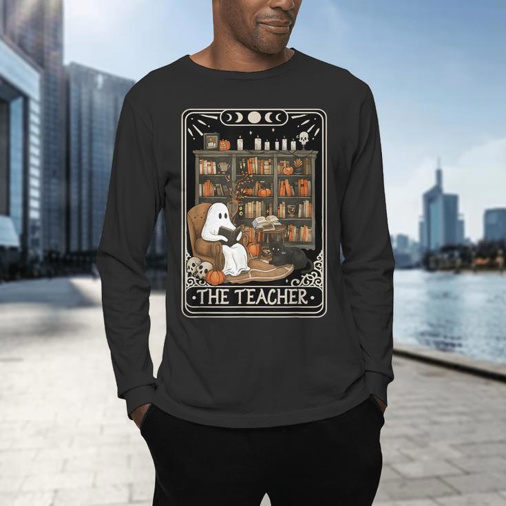 The Teacher Ghost Book Reading Books Lover Halloween Men's Long Sleeve T-Shirt, gift for family, gift for coworker