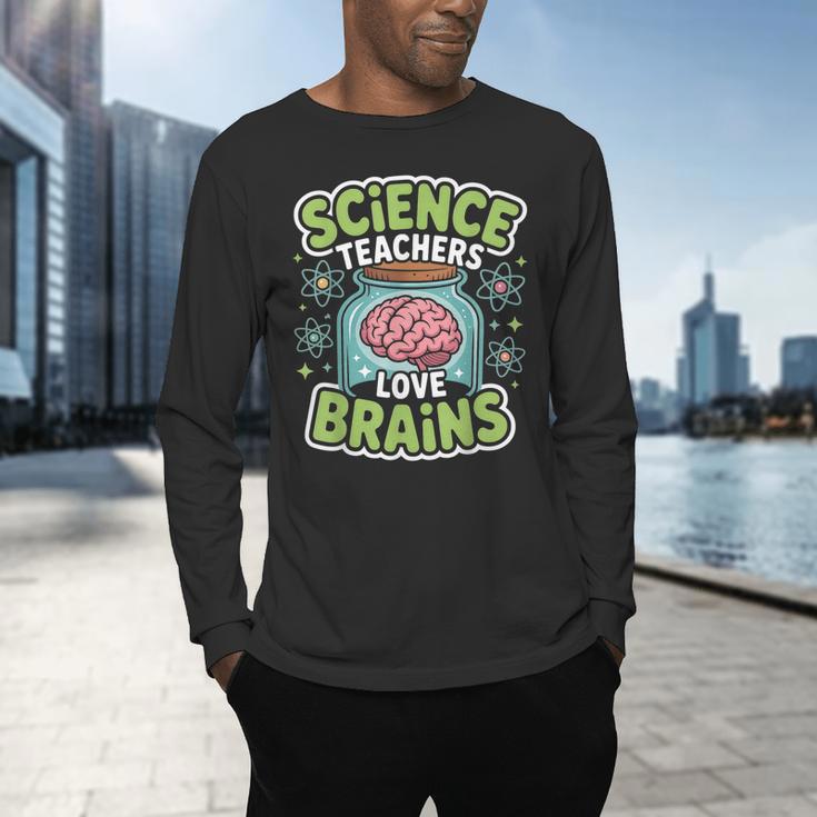 Teacher Halloween Costume Science Teachers Love Brains Men's Long Sleeve T-Shirt, gift for family, gift for coworker