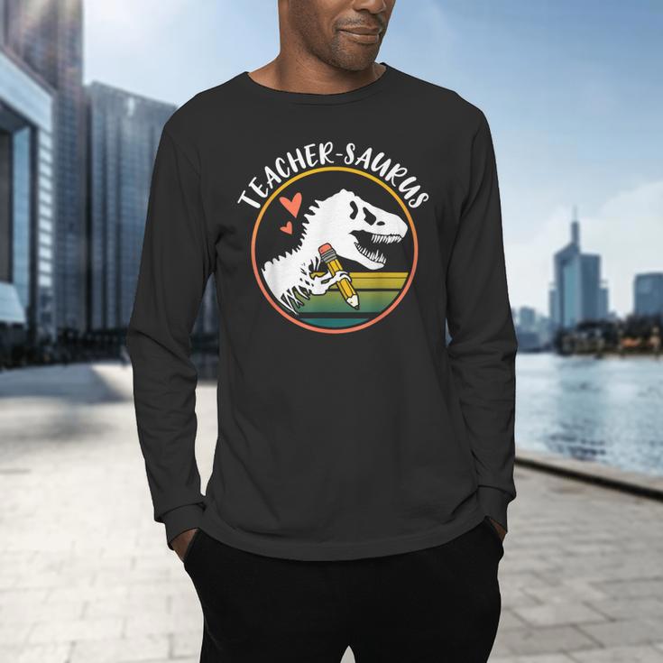 Teacher-Saurus Dinosaur Teacher Design T-Rex Design Men's Long Sleeve T-Shirt, gift for family, gift for coworker
