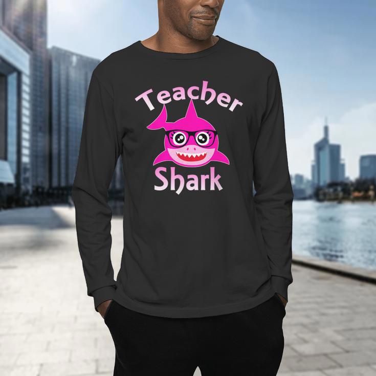 Teacher Shark Female Teacher Men's Long Sleeve T-Shirt, gift for family, gift for coworker Teacher Shark Female Teacher Men's Long Sleeve T-Shirt, gift for family, gift for coworker