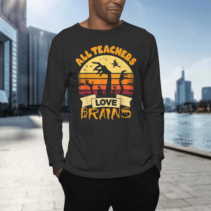 Teacher Shirts Halloween All Teachers Love Brains Men's Long Sleeve T-Shirt, gift for family, gift for coworker Teacher Shirts Halloween All Teachers Love Brains Men's Long Sleeve T-Shirt, gift for family, gift for coworker