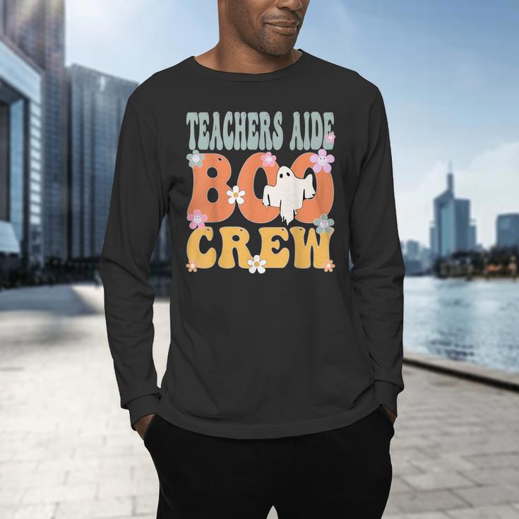 Teachers Aide Boo Crew Ghost Groovy Halloween For Women Men's Long Sleeve T-Shirt, gift for family, gift for coworker Teachers Aide Boo Crew Ghost Groovy Halloween For Women Men's Long Sleeve T-Shirt, gift for family, gift for coworker