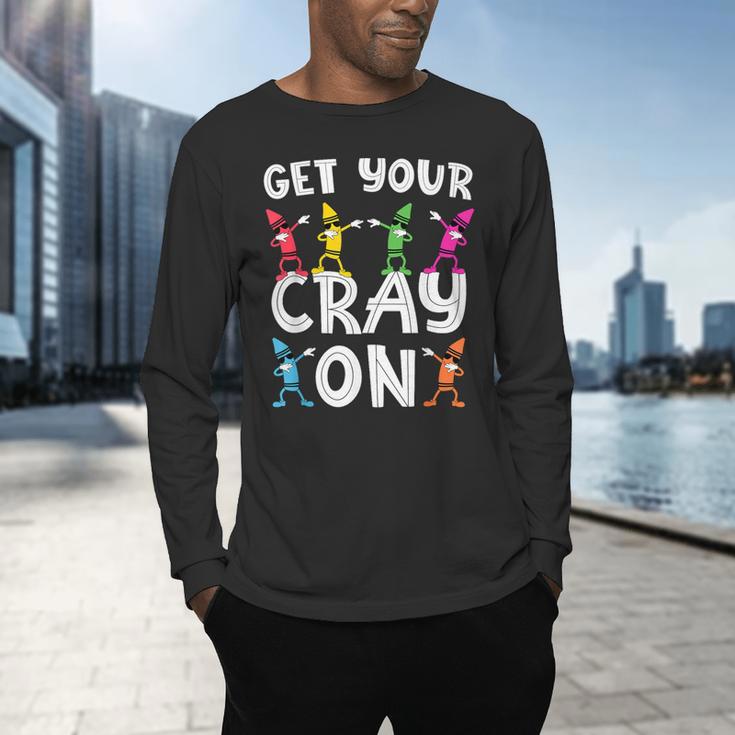 Teacher's Get Your Cray On Dabbing Crayons Men's Long Sleeve T-Shirt, gift for family, gift for coworker Teacher's Get Your Cray On Dabbing Crayons Men's Long Sleeve T-Shirt, gift for family, gift for coworker