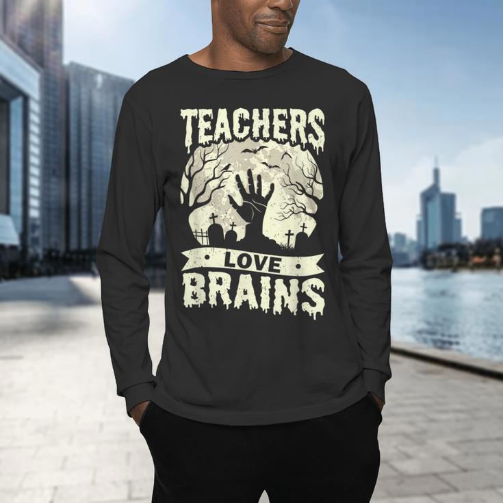 Teachers Love Brains Halloween Costume Boo Trick Teach Men's Long Sleeve T-Shirt, gift for family, gift for coworker Teachers Love Brains Halloween Costume Boo Trick Teach Men's Long Sleeve T-Shirt, gift for family, gift for coworker