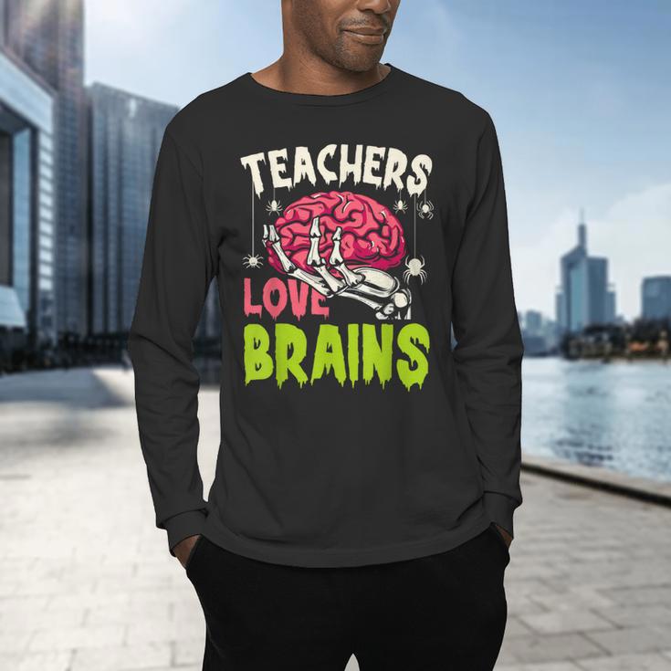 Teachers Love Brains Skeleton Halloween Teacher Funny Men's Long Sleeve T-Shirt, gift for family, gift for coworker Teachers Love Brains Skeleton Halloween Teacher Funny Men's Long Sleeve T-Shirt, gift for family, gift for coworker