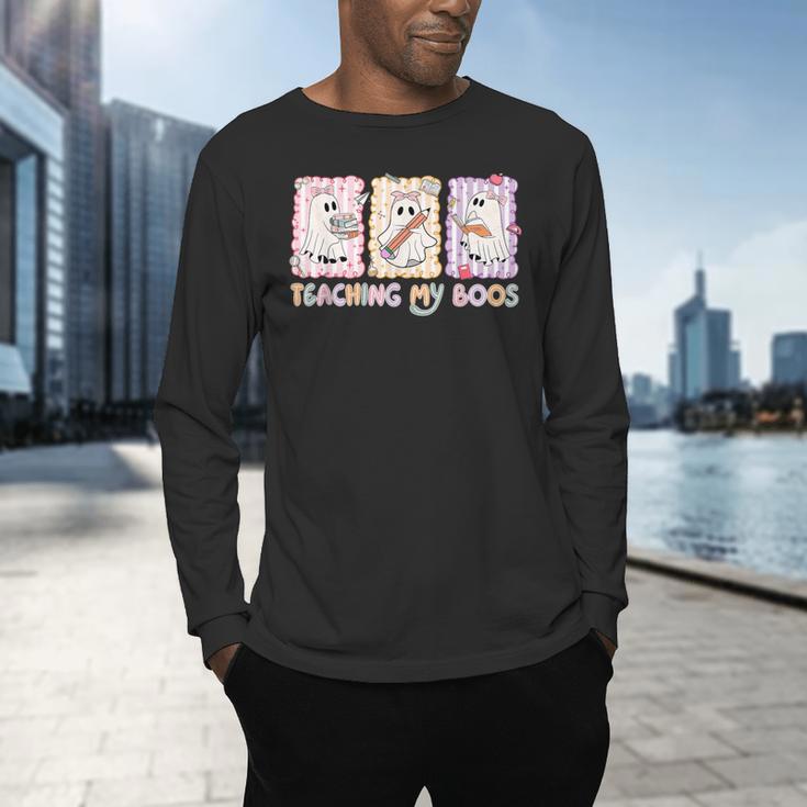 Teaching Is My Boos Teacher Ghost Halloween Women Girls Men's Long Sleeve T-Shirt, gift for family, gift for coworker Teaching Is My Boos Teacher Ghost Halloween Women Girls Men's Long Sleeve T-Shirt, gift for family, gift for coworker