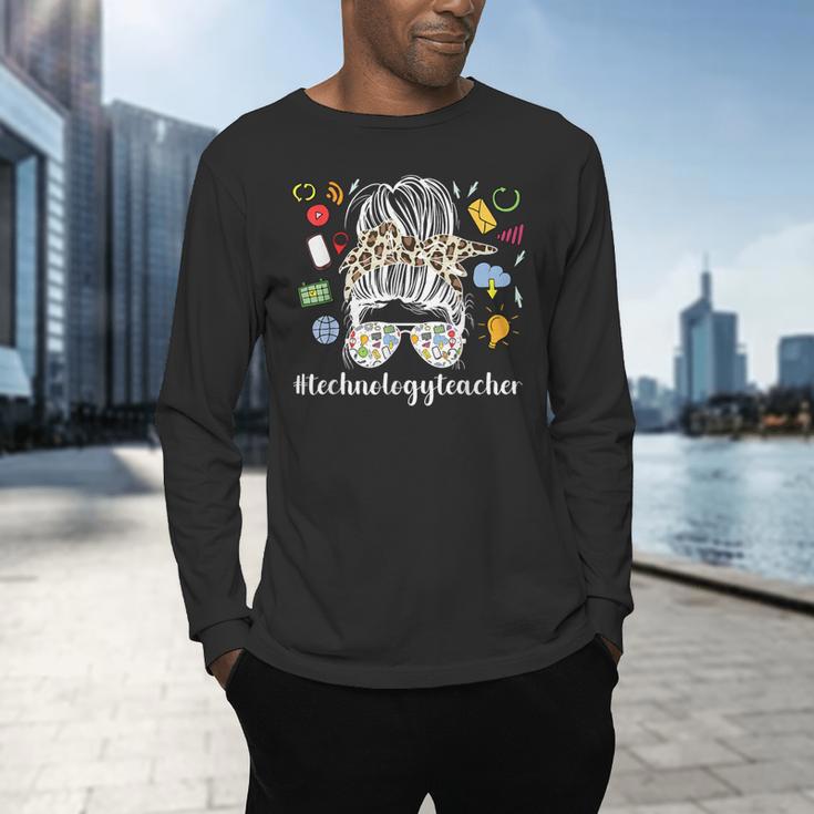 Technology Teacher Messy Bun Technology Teaching Men's Long Sleeve T-Shirt, gift for family, gift for coworker Technology Teacher Messy Bun Technology Teaching Men's Long Sleeve T-Shirt, gift for family, gift for coworker