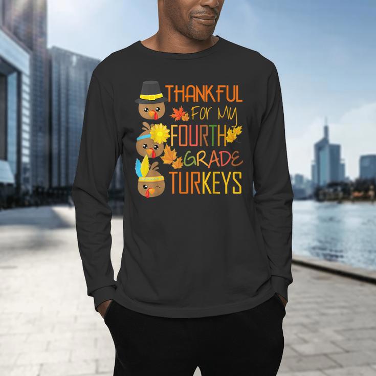 Thankful For My 4th Grade Turkey Thanksgiving Turkey Teacher Men's Long Sleeve T-Shirt, gift for family, gift for coworker Thankful For My 4th Grade Turkey Thanksgiving Turkey Teacher Men's Long Sleeve T-Shirt, gift for family, gift for coworker