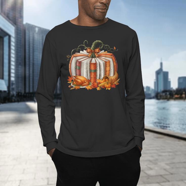 Thanksgiving Book Pumpkin Reading Teachers Fall Lovers Boys Men's Long Sleeve T-Shirt, gift for family, gift for coworker Thanksgiving Book Pumpkin Reading Teachers Fall Lovers Boys Men's Long Sleeve T-Shirt, gift for family, gift for coworker