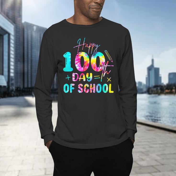 Tie Dye Happy 100th Day Of School Teacher Student 100 Days Men's Long Sleeve T-Shirt, gift for family, gift for coworker
