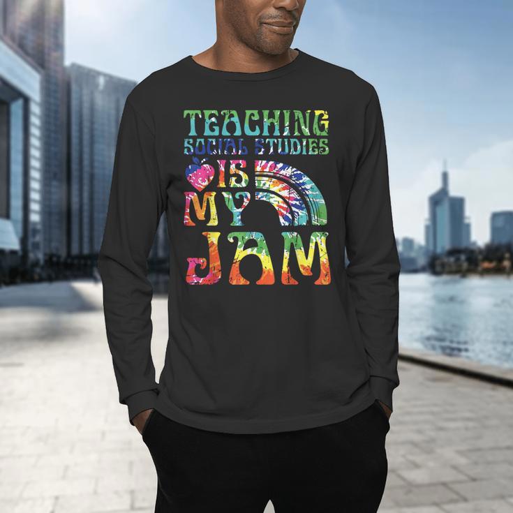 Tie Dye Teaching Social Studies Is My Jam Sunglasses Teacher Men's Long Sleeve T-Shirt, gift for family, gift for coworker Tie Dye Teaching Social Studies Is My Jam Sunglasses Teacher Men's Long Sleeve T-Shirt, gift for family, gift for coworker