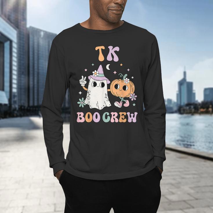 TK Boo Crew Retro Groovy Halloween Floral Ghost TK Teacher Men Women Kids Men's Long Sleeve T-Shirt, gift for family, gift for coworker TK Boo Crew Retro Groovy Halloween Floral Ghost TK Teacher Men Women Kids Men's Long Sleeve T-Shirt, gift for family, gift for coworker