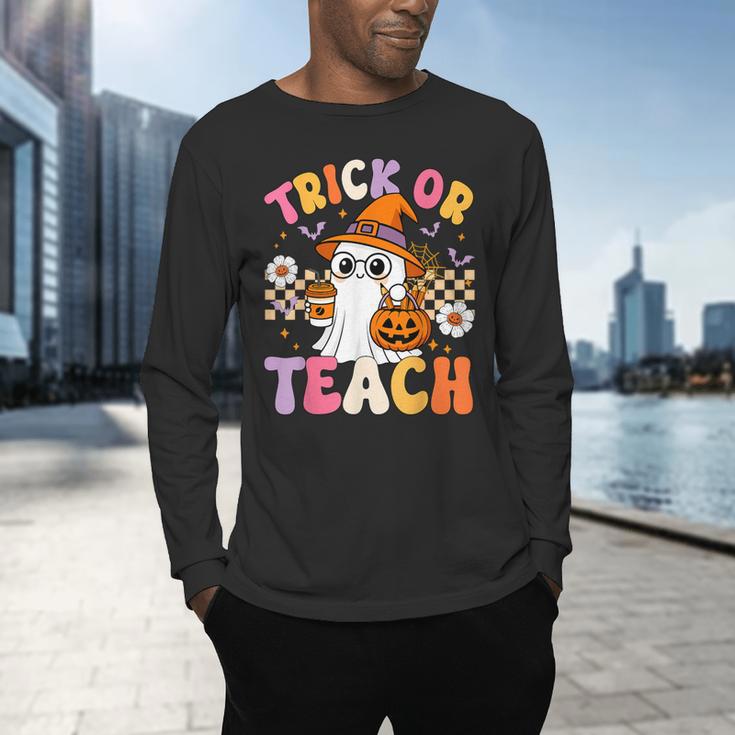 Trick Or Teach Cute Ghost Coffee Pumpkins Halloween Teacher Men's Long Sleeve T-Shirt, gift for family, gift for coworker Trick Or Teach Cute Ghost Coffee Pumpkins Halloween Teacher Men's Long Sleeve T-Shirt, gift for family, gift for coworker