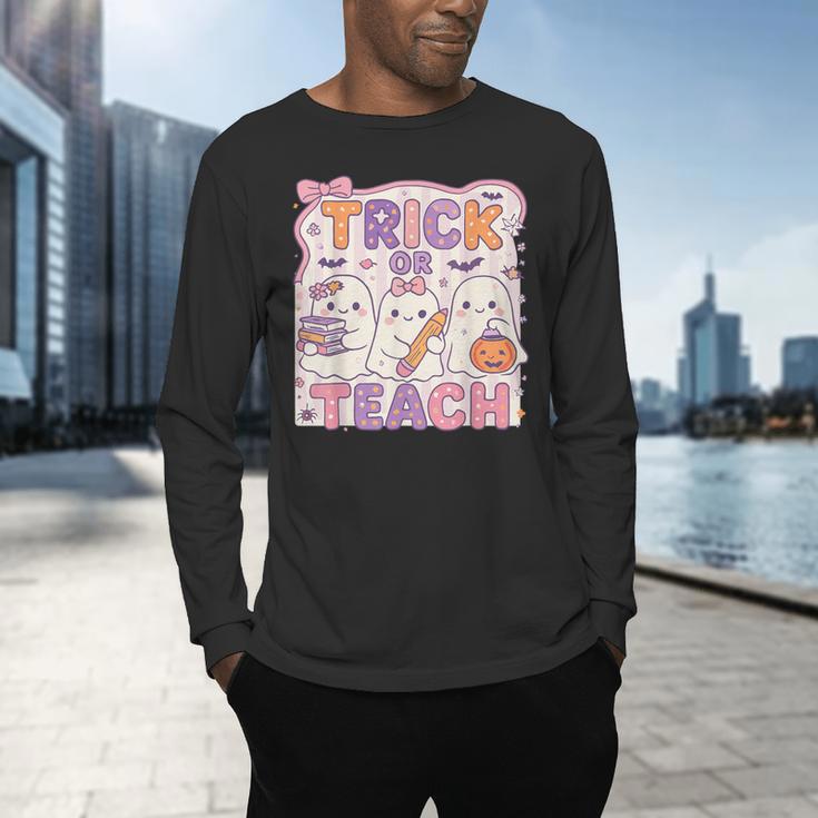 Trick Or Teach Retro Halloween Teacher Look Men's Long Sleeve T-Shirt, gift for family, gift for coworker Trick Or Teach Retro Halloween Teacher Look Men's Long Sleeve T-Shirt, gift for family, gift for coworker