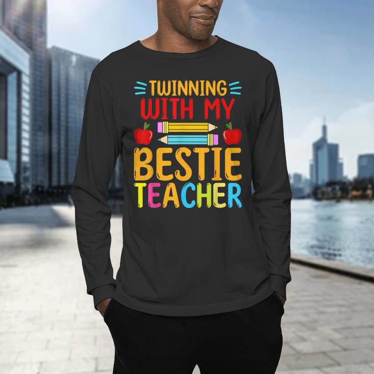 Twinning With My Bestie Teacher Boy Spirit Week Twin Day Men's Long Sleeve T-Shirt, gift for family, gift for coworker