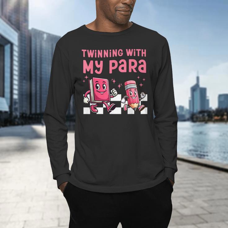Twinning With My Para Teacher Matching Paraprofessional 70s For Men Women Men's Long Sleeve T-Shirt, gift for family, gift for coworker