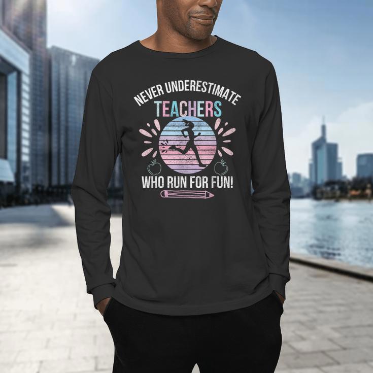 Never Underestimate Teachers Who Runs For Fun Running Teache Men's Long Sleeve T-Shirt, gift for family, gift for coworker Never Underestimate Teachers Who Runs For Fun Running Teache Men's Long Sleeve T-Shirt, gift for family, gift for coworker