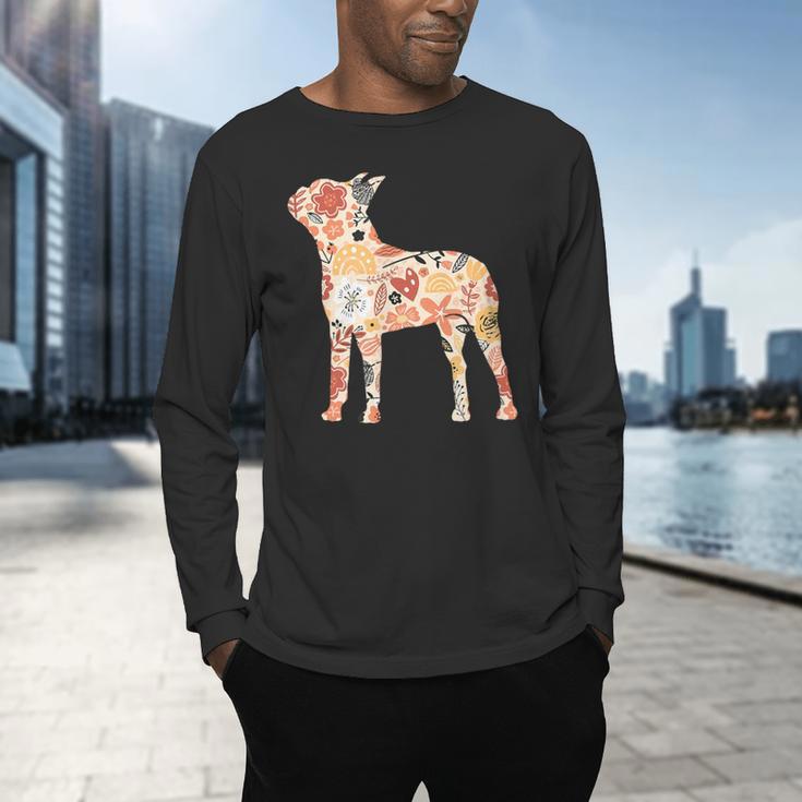 Vintage Floral Boston Terrier For Dog Lover Men's Long Sleeve T-Shirt, gift for family, gift for coworker