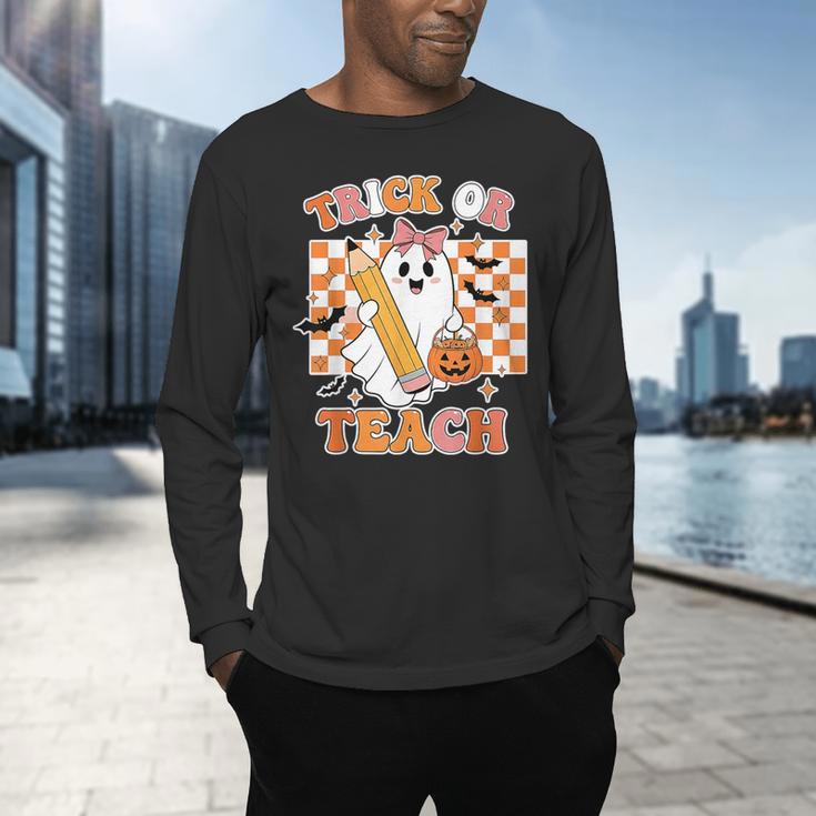Vintage Teacher Shirt Women Trick Or Teach Halloween Men's Long Sleeve T-Shirt, gift for family, gift for coworker Vintage Teacher Shirt Women Trick Or Teach Halloween Men's Long Sleeve T-Shirt, gift for family, gift for coworker
