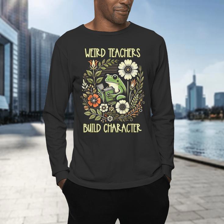 Weird Teachers Build Character Frog Reading Book Librarian Men's Long Sleeve T-Shirt, gift for family, gift for coworker Weird Teachers Build Character Frog Reading Book Librarian Men's Long Sleeve T-Shirt, gift for family, gift for coworker