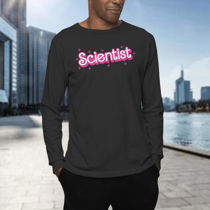 Women Retro Pink Scientist Science Teacher Back To School Men's Long Sleeve T-Shirt, gift for family, gift for coworker