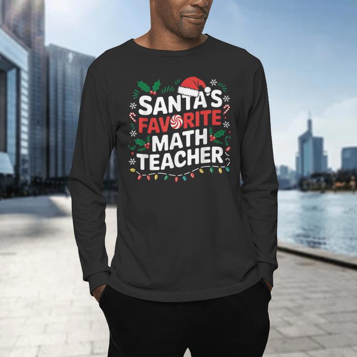 Xmas Lighting Santa's Favorite Math Teacher Christmas Men's Long Sleeve T-Shirt, gift for family, gift for coworker Xmas Lighting Santa's Favorite Math Teacher Christmas Men's Long Sleeve T-Shirt, gift for family, gift for coworker
