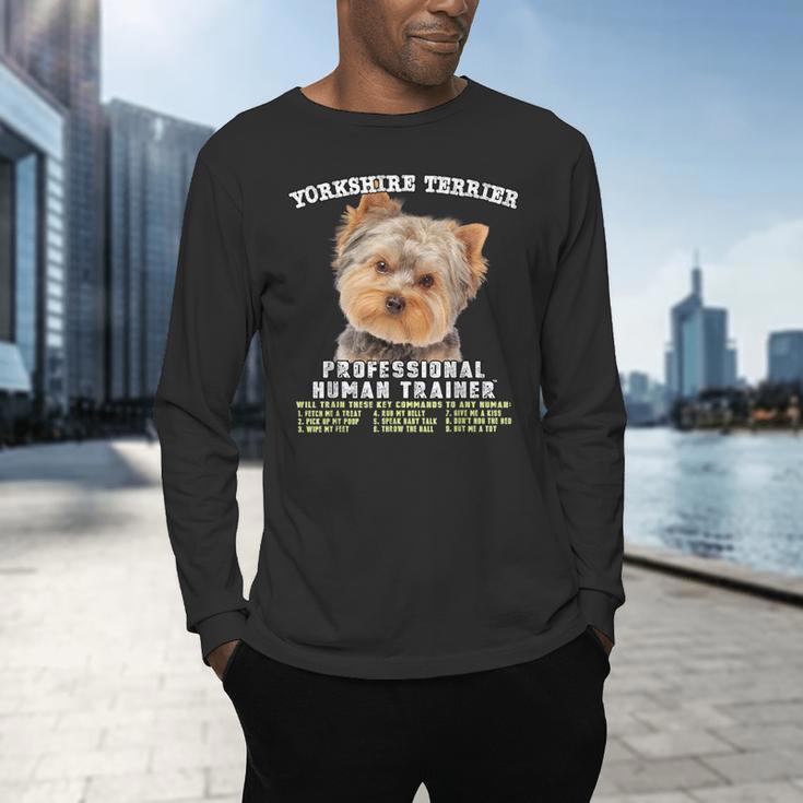 Yorkshire Terrier Yorkie Dog Professional Human Trainer Men's Long Sleeve T-Shirt, gift for family, gift for coworker