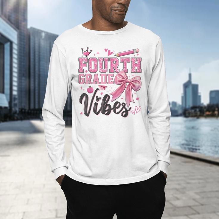 4th Fourth Grade Vibes Back To School Coquette Teacher Girl Men's Long Sleeve T-Shirt, gift for family, gift for coworker 4th Fourth Grade Vibes Back To School Coquette Teacher Girl Men's Long Sleeve T-Shirt, gift for family, gift for coworker