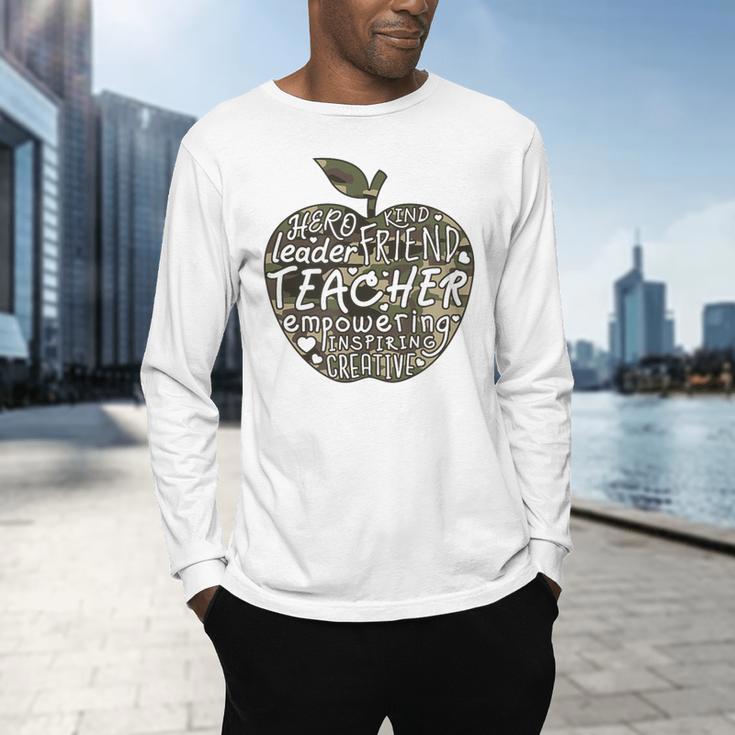 Apple Camoflauge Clothing Camo Student Teacher Cute School Men's Long Sleeve T-Shirt, gift for family, gift for coworker Apple Camoflauge Clothing Camo Student Teacher Cute School Men's Long Sleeve T-Shirt, gift for family, gift for coworker