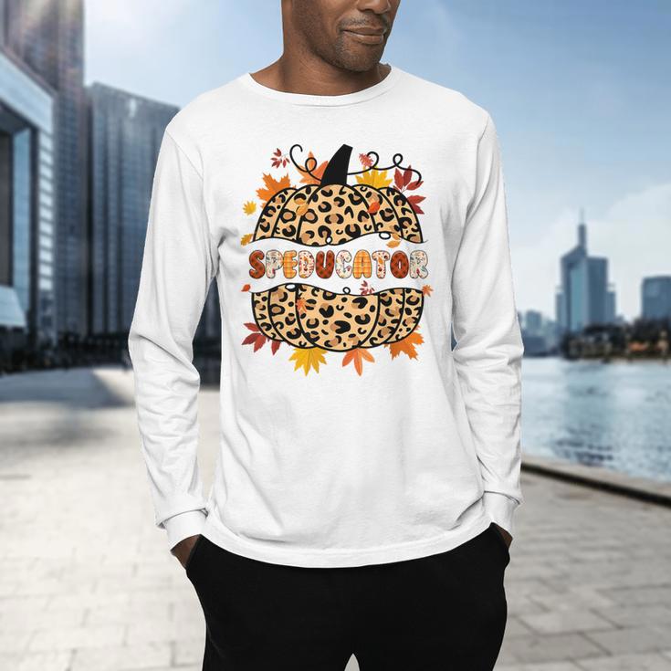 Autumn Fall SPED ED Teacher Thankful Grateful Pumpkin Retro Men's Long Sleeve T-Shirt, gift for family, gift for coworker