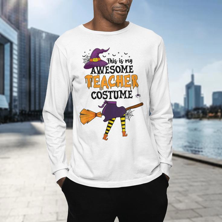 This Is My Awesome Teacher Costume Halloween Witch Men's Long Sleeve T-Shirt, gift for family, gift for coworker