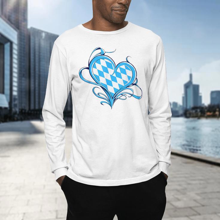 Bavarian Flag As Heart Blue Diamond Bavaria Men's Long Sleeve T-Shirt, gift for family, gift for coworker