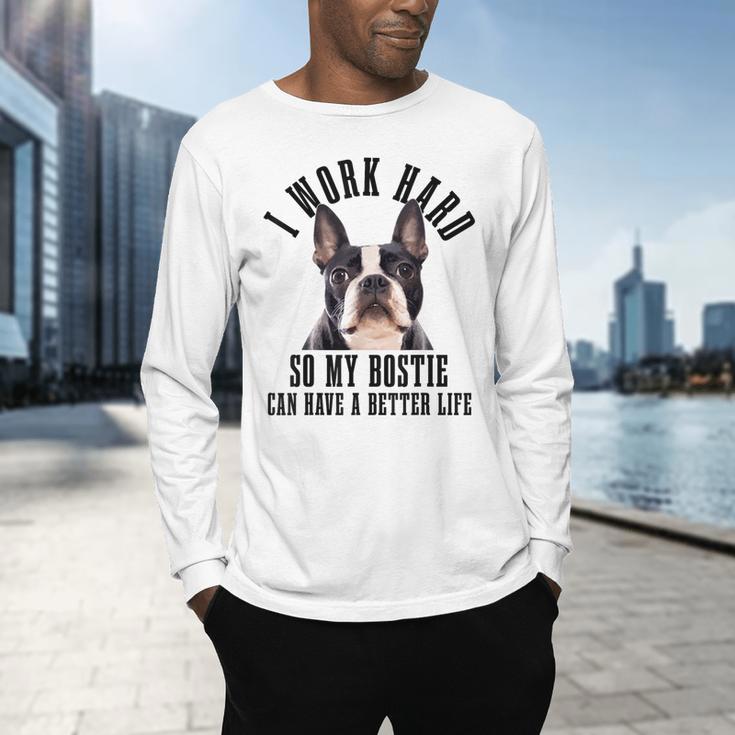 Bostie Mama Dog Dad Boston Terrier For Men Women Men's Long Sleeve T-Shirt, gift for family, gift for coworker