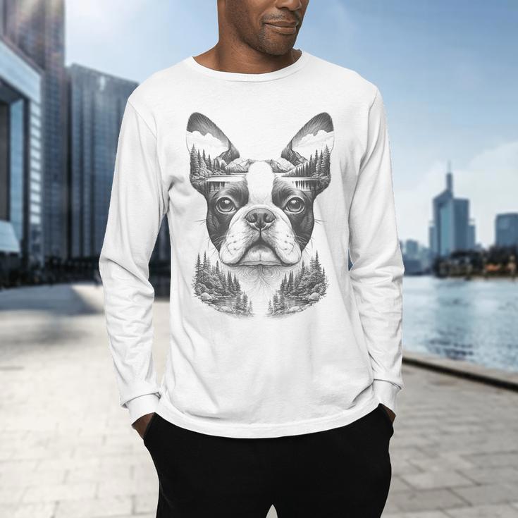 Boston Terrier Dog Bostie Nature Memorial Idea Men Women Men's Long Sleeve T-Shirt, gift for family, gift for coworker