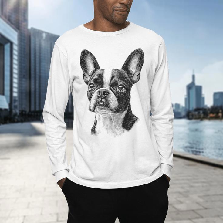 Boston Terrier Dog Motif Pet Illustration Boston Terrier For Men Women Kids Men's Long Sleeve T-Shirt, gift for family, gift for coworker