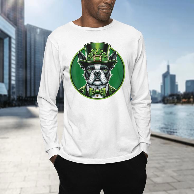 Boston Terrier Dog St Patricks Day Irish Pet Lover Men Women Kids Men's Long Sleeve T-Shirt, gift for family, gift for coworker