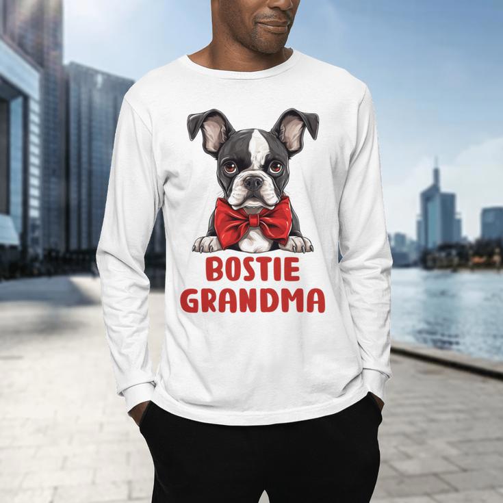 Boston Terrier Grandma Dog Lovers Puppy Bostie Owner Men's Long Sleeve T-Shirt, gift for family, gift for coworker