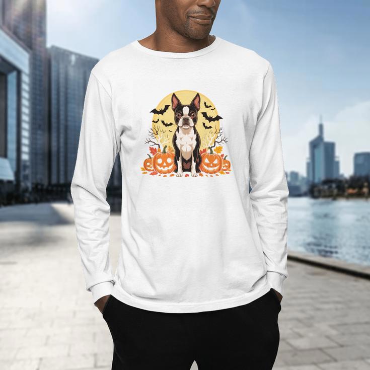Boston Terrier Halloween Dog Lover Pumpkin Costume Men's Long Sleeve T-Shirt, gift for family, gift for coworker