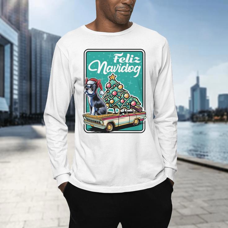Boston Terrier Merry Christmas Tree Truck Dog X-Mas Men's Long Sleeve T-Shirt, gift for family, gift for coworker