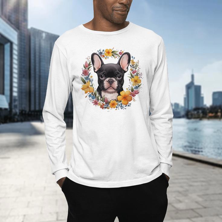Boston Terrier Mom Floral Bostie Dog Lover Flowers Cute Men's Long Sleeve T-Shirt, gift for family, gift for coworker