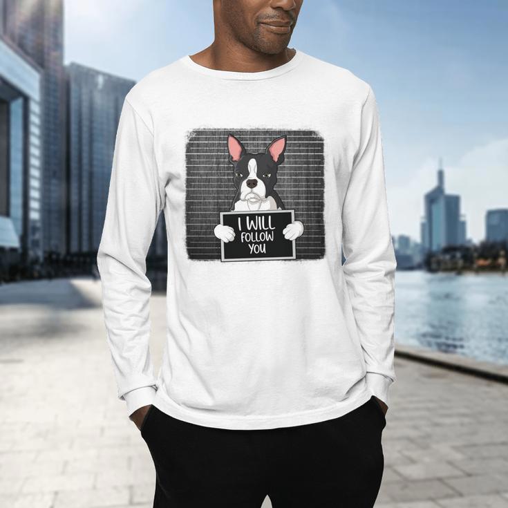 Boston Terrier Mug Shot Guilty Dog Men's Long Sleeve T-Shirt, gift for family, gift for coworker