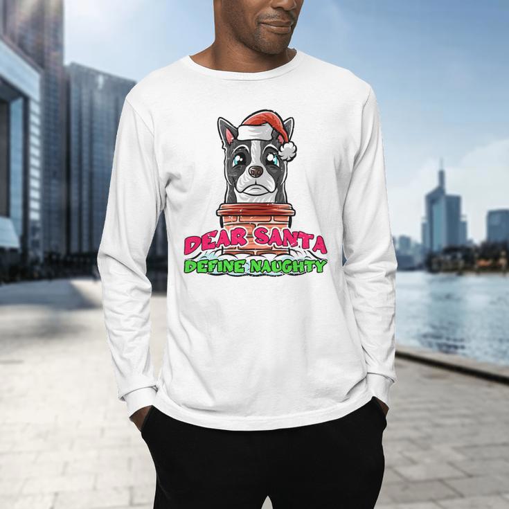 Boston Terrier Santa Claus Christmas Dog Men's Long Sleeve T-Shirt, gift for family, gift for coworker